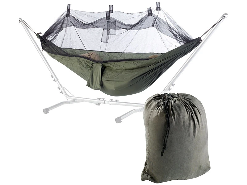 Semptec Hammock:2er-Set Hängematte Aus Fallschirmseide Mit Moskitonetz 3 Semptec Hammock:2er-Set Hängematte Aus Fallschirmseide Mit Moskitonetz