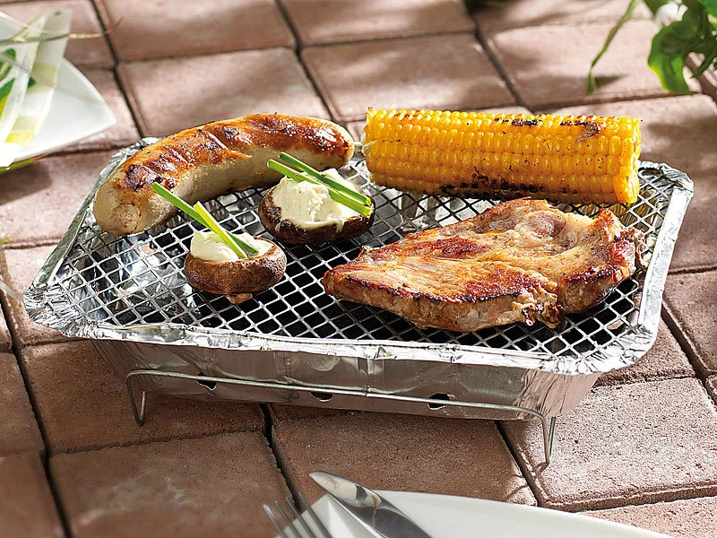 Infactory Grillschale:2er-Set Handliche Einweggrills Mit 500 G Kohle Je Grill Und Anzünder 6 Infactory Grillschale:2er-Set Handliche Einweggrills Mit 500 G Kohle Je Grill Und Anzünder – Bild 4