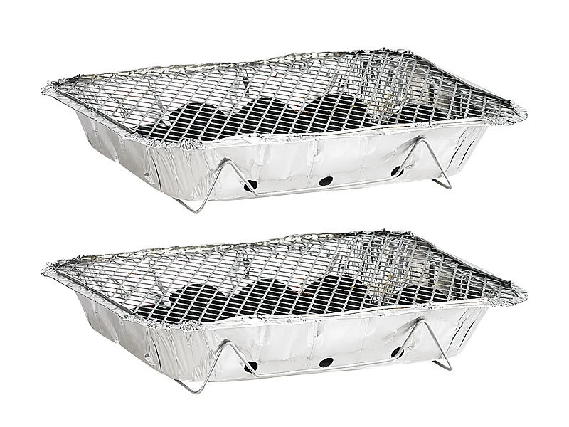 Infactory Grillschale:2er-Set Handliche Einweggrills Mit 500 G Kohle Je Grill Und Anzünder 3 Infactory Grillschale:2er-Set Handliche Einweggrills Mit 500 G Kohle Je Grill Und Anzünder