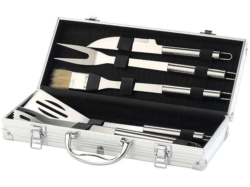 Rosenstein & Söhne Grillkoffer:Edelstahl-Grillbesteck Im Aluminium-Koffer 3 Rosenstein & Söhne Grillkoffer:Edelstahl-Grillbesteck Im Aluminium-Koffer