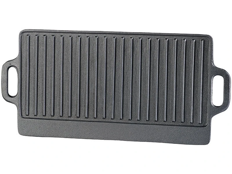 Rosenstein & Söhne Grillplatte Induktion:2er-Set Gusseiserne Wende-Grillplatten Für Grill & Ofen, 51 X 23,5 Cm 5 Rosenstein & Söhne Grillplatte Induktion:2er-Set Gusseiserne Wende-Grillplatten Für Grill & Ofen, 51 X 23,5 Cm – Bild 3