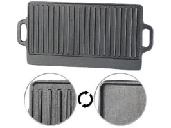 Rosenstein & Söhne Gusseisen Grillplatte:Gusseiserne Wende-Grillplatte Für Ofen, Herd Und Grill, 51 X 23,5 Cm