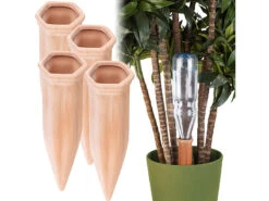 Royal Gardineer Pflanzenbewässerung:4er-Set XL-Bewässerungs-Tonkegel Für Glas- & PET-Flaschen Bis 1 Liter