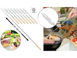 Infactory Grillspieß:8er-Set 3in1-Teleskop-Messer, Grillgabel & Flaschenöffner, Bis 69,5 Cm