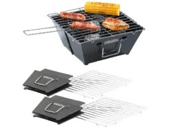 PEARL Klappgrill:2er-Set Flach Zusammenklappbare Kohle-Grills, Grillfläche Je Ca. 24,5