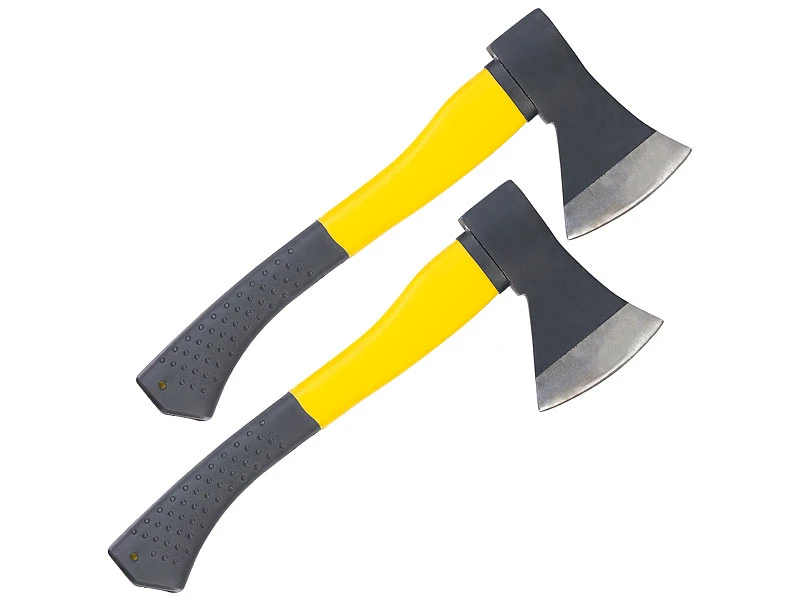 Semptec Holzspalter-Axt:2er-Set Universal-Beile Mit Fiberglas-Stiel & Gummiertem Griff, 600 G 3 Semptec Holzspalter-Axt:2er-Set Universal-Beile Mit Fiberglas-Stiel & Gummiertem Griff, 600 G