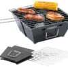 PEARL Faltgrill:Flach Zusammenklappbarer Kohle-Grill, Grillfläche Ca. 24,5 X 24 Cm