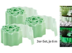 Royal Gardineer Gemüsebeet Umrandung:3er-Set Beet-Umrandung & Rasenkante "Glow-in-the-dark", 6 Meter