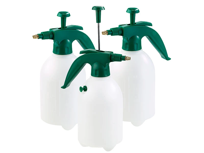 PEARL Pumpflasche Garten:3er-Set Pump-Drucksprüher Mit Messingdüse Und Sicherheitsventil, 1,5 L 3 PEARL Pumpflasche Garten:3er-Set Pump-Drucksprüher Mit Messingdüse Und Sicherheitsventil, 1,5 L