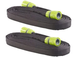 Royal Gardineer Berieselungsschlauch:2er-Set Flache Perlschläuche, Schnellanschluss, Stopp-Ventil, 7,5 M