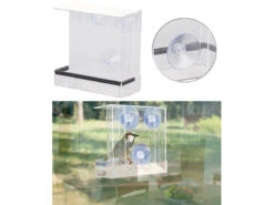 Royal Gardineer Futterhäuschen:2er-Set Vogel-Futterhäuser Aus Acryl, Je 2 Silos, Saugnapf-Befestigung -Rosenstein & Söhne Shop nx3209 6 1