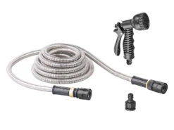 Royal Gardineer Garten Schrumpfschlauch:Dehnbarer Edelstahl-Gartenschlauch Mit Brause, 7 Funktionen, 10 - 15 M