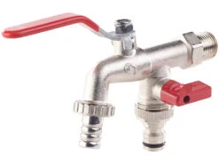 Royal Gardineer Wasserhahn Aussen:2er-Set Doppel-Wasserhähne Mit Kugelauslaufventil, 1/2-Zoll-Anschluss 9 Royal Gardineer Wasserhahn Aussen:2er-Set Doppel-Wasserhähne Mit Kugelauslaufventil, 1/2-Zoll-Anschluss -Rosenstein & Söhne Shop nx3731 0