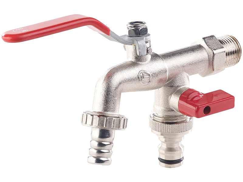 Royal Gardineer Wasserhahn Aussen:2er-Set Doppel-Wasserhähne Mit Kugelauslaufventil, 1/2-Zoll-Anschluss 6 Royal Gardineer Wasserhahn Aussen:2er-Set Doppel-Wasserhähne Mit Kugelauslaufventil, 1/2-Zoll-Anschluss – Bild 4