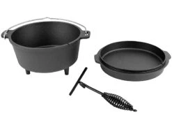 Rosenstein & Söhne Dutch Ofen:Dutch Oven Aus Gusseisen Mit Standfüßen, 2in1-Deckel & -Pfanne, 3 L -Rosenstein & Söhne Shop nx4769 4