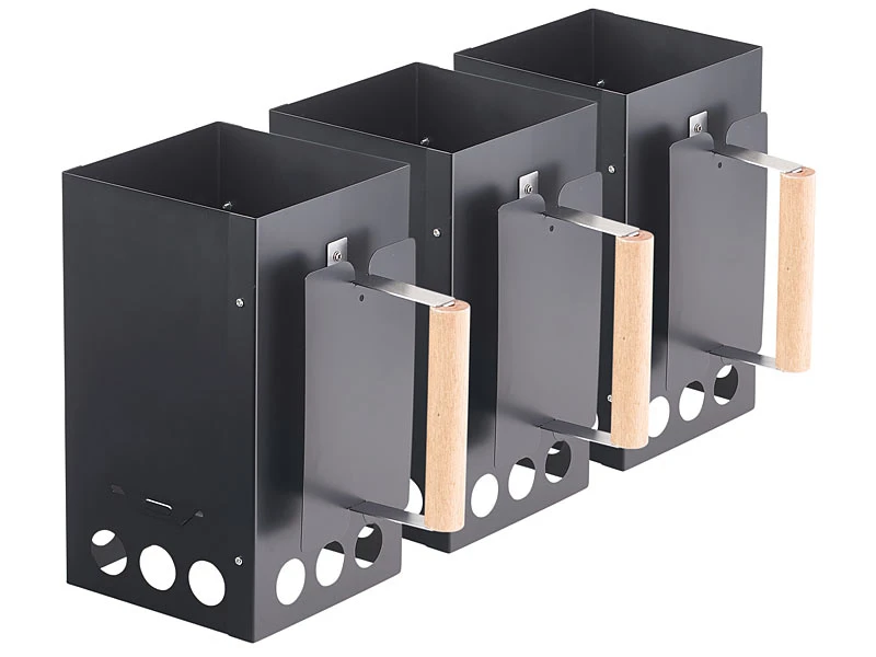 Infactory Holzkohleanzünder:3er-Set Grill-Anzündkamine Für Kohle Und Briketts, Schwarz 4 Infactory Holzkohleanzünder:3er-Set Grill-Anzündkamine Für Kohle Und Briketts, Schwarz – Bild 2