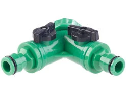Royal Gardineer Schlauchkupplung:2-Wege-Wasserhahn-Adapter Mit 2 Ventilen Für Gartenschläuche -Rosenstein & Söhne Shop nx5849 1