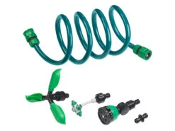 Royal Gardineer Gartenschlauch Dusche:3in1-Gartendusche, Rasensprinkler & Wassernebler, Fixierbarer Schlauch