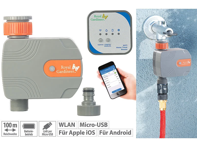 Royal Gardineer WLAN Gartenbewässerung:Bewässerungs-Computer Mit WLAN-Gateway Und Steuerung Per App 3 Royal Gardineer WLAN Gartenbewässerung:Bewässerungs-Computer Mit WLAN-Gateway Und Steuerung Per App