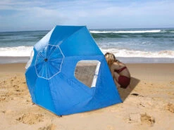 Infactory Sonnenschirm Strand:2in1-Sonnenschirm Und Strandmuschel 2 Seitenwände, UV50+, Verstellbar -Rosenstein & Söhne Shop nx6482 13