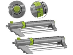 Royal Gardineer Gartenregner:2er-Set Oszillierende Viereckregner Mit Schmutzsieb, Bis 300 M², 4 Bar