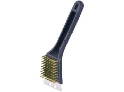 PEARL Grillbürste:3er-Set 2in1-Grill-Reinigungs-Bürsten, Messing, Mit Edelstahl-Schaber -Rosenstein & Söhne Shop nx6808 2