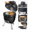 Rosenstein & Söhne Keramikgrill:2in1-Kamado-Keramik-Kugelgrill & Smoker, Thermometer, Lüftung, Ø 27 Cm