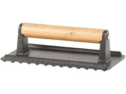 Rosenstein & Söhne Grillpresse:2er-Set BBQ-Fleischbeschwerer & Burgerpressen, Emailliertes Gusseisen -Rosenstein & Söhne Shop nx6829 3 1