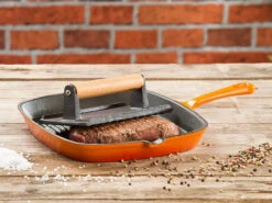 Rosenstein & Söhne Grillpresse:2er-Set BBQ-Fleischbeschwerer & Burgerpressen, Emailliertes Gusseisen -Rosenstein & Söhne Shop nx6829 4 1