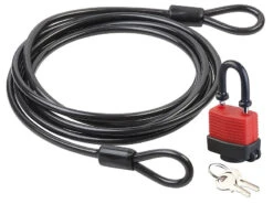 AGT Fahrradschloss Kabel:2er Pack Wetterfestes Profi-Stahlseil Mit Vorhängeschloss, 5m, Ø 1cm -Rosenstein & Söhne Shop nx7098 3