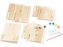 Royal Gardineer Vogelhäuschen:Nistkasten-Bausatz Aus Echtholz, Mit Balkon Und 6-teiligem Farben-Set -Rosenstein & Söhne Shop nx7501 5