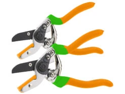 Royal Gardineer Rosenschere:2er-Set Amboss-Gartenscheren, Carbonstahl-Klinge, 21,5 Cm