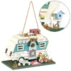 Royal Gardineer Wohnwagen Vogelhaus:Nistkasten In Wohnwagen-Optik Aus Holz, Mit Farbenfrohen Details