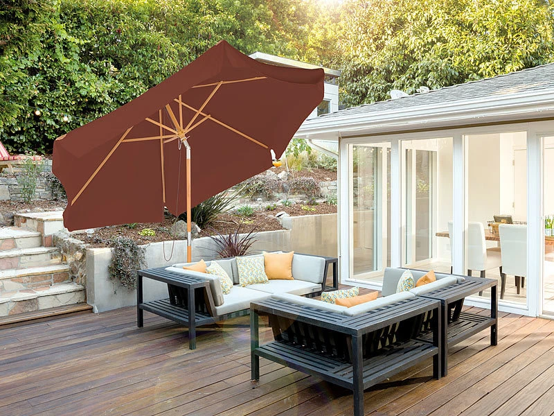 Royal Gardineer Sonnenschirm Knickbar:2er-Set Neigbare Sonnenschirme Mit Holzgestell, Ø 3 M, Taupe 6 Royal Gardineer Sonnenschirm Knickbar:2er-Set Neigbare Sonnenschirme Mit Holzgestell, Ø 3 M, Taupe – Bild 4