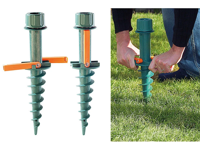 Royal Gardineer Sonnenschirmhalter:Universal-Sonnenschirmständer Mit Bodendübel, 2er-Set 3 Royal Gardineer Sonnenschirmhalter:Universal-Sonnenschirmständer Mit Bodendübel, 2er-Set