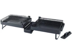 Rosenstein & Söhne Koffergrill Holzkohle:Klappbarer Picknick-Koffer-Grill Mit Hitzeschutz