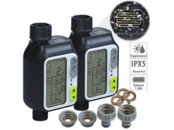 Royal Gardineer Beregnungsautomat:2er-Set Digitale Bewässerungscomputer Mit Display & Regensensor