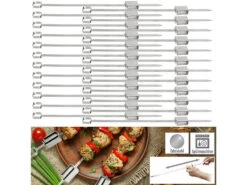 Rosenstein & Söhne Lagerfeuer-Grillspieße:24er-Set XXL-Edelstahl-Grillspieße Mit Schiebemechanismus, Je 34 Cm