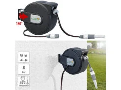 Royal Gardineer Schlauchaufroller:Gartenschlauch Mit Wand-Box Zum Automatischen Aufrollen, 9 M
