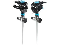 Royal Gardineer Wassersprenger:2er-Set Impuls-Rasensprenger Mit Erdspieß, 360°, 314 M²