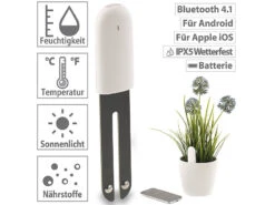 Royal Gardineer Gießanzeiger:4in1-Pflanzensensor SUN-141 Mit Bluetooth Und App-Kontrolle, 4er-Set -Rosenstein & Söhne Shop zx2807 4