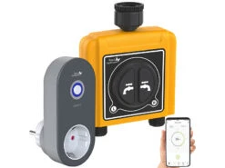 Royal Gardineer WiFi Bewässerung:WLAN-Bewässerungscomputer Mit 2 Dual-Ventilen, 2-fach-Wasserverteiler -Rosenstein & Söhne Shop zx5181 17 1