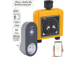 Royal Gardineer WiFi Bewässerung:WLAN-Bewässerungscomputer Mit 2 Dual-Ventilen, 2-fach-Wasserverteiler -Rosenstein & Söhne Shop zx5181 18 1