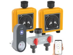 Royal Gardineer WiFi Bewässerung:WLAN-Bewässerungscomputer Mit 2 Dual-Ventilen, 2-fach-Wasserverteiler -Rosenstein & Söhne Shop zx5183 0