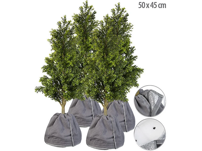 Royal Gardineer Wintervliese:4er-Set Thermo-Topfschutz Für Pflanzen, 50x45 Cm, Drainage, Anthrazit 3 Royal Gardineer Wintervliese:4er-Set Thermo-Topfschutz Für Pflanzen, 50x45 Cm, Drainage, Anthrazit