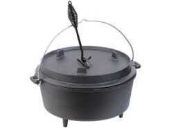Rosenstein & Söhne Feuertopf:Dutch Oven Aus Gusseisen Mit Standfüßen, 2in1-Deckel & -Pfanne, 12 L -Rosenstein & Söhne Shop zx7060 0