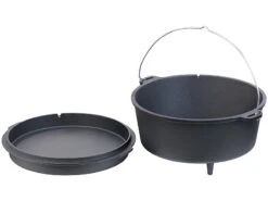Rosenstein & Söhne Feuertopf:Dutch Oven Aus Gusseisen Mit Standfüßen, 2in1-Deckel & -Pfanne, 12 L -Rosenstein & Söhne Shop zx7060 2