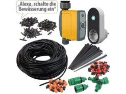 Royal Gardineer Tröpfchenbewässerung:136-teiliges Pflanzen-Bewässerungs-Set, Inkl. WLAN-Bewässerungsuhr