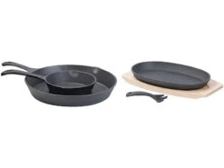 Semptec Topf:9-teiliges Gusseisen-Dutch-Oven-Set Mit Aufbewahrungskiste Aus Holz -Rosenstein & Söhne Shop zx7089 5