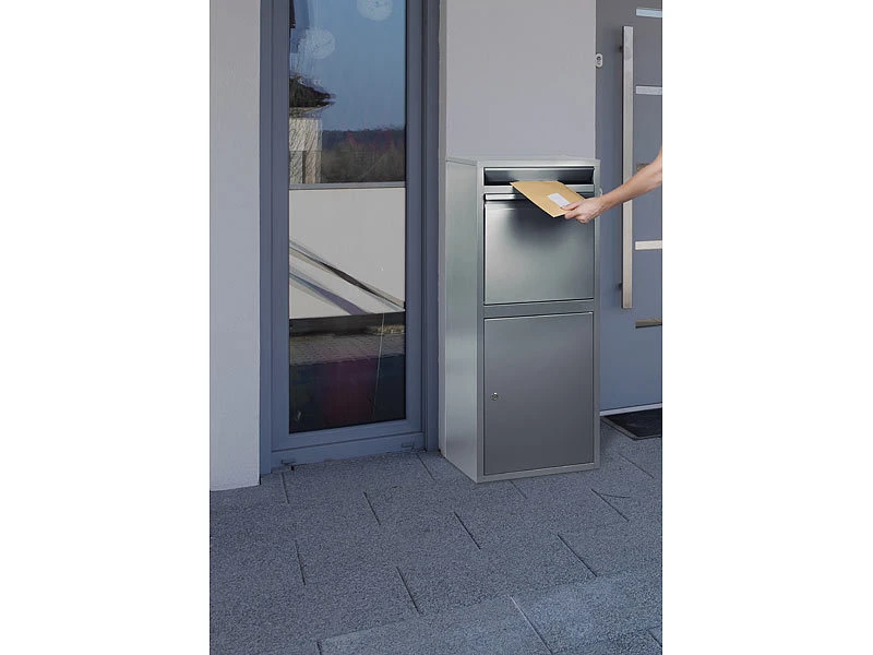 AGT 2er-Set Stand-Paketbriefkasten Mit Rückholsperre, Stahlblech 6 AGT 2er-Set Stand-Paketbriefkasten Mit Rückholsperre, Stahlblech – Bild 4
